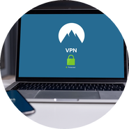 Photo of an open laptop displaying a VPN log-in screen.